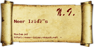 Neer Iziás névjegykártya